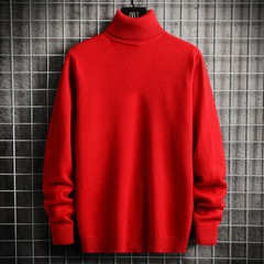 Men’s High Collar Knitted Turtleneck Solid Color Warm Sweater Warm Pullover New