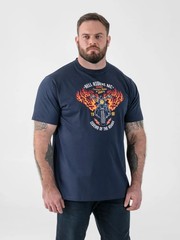 D555 Duke Big Mens Printed T-Shirt Motorbike Print Navy 2XL 3XL 4XL-10XL 601900