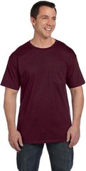 Mens Hanes Beefy-T 5190 Maroon Red Cotton Short Sleeve Pocket T-Shirt Size S NWT