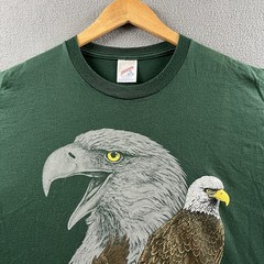 Vintage Eagle Shirt Mens XL Green 90s Nature Rap Tee Bald Eagle JERZEES Grunge