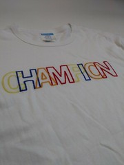 mens champion 100% authentic crewneck L/S t-shirt size large soild logo white