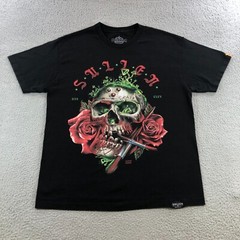 sullen art collective T shirt mens L black skull roses david kokot