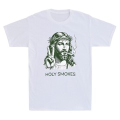 Holy Smokes Funny Jesus Marijuana Weed Cannabis Stoner 420 Graphic Men’s T-Shirt