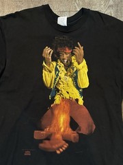 Vintage 1991 Jimi Hendrix Burning Guitar Shirt Size XL Double Sided