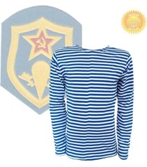 SkyBlue LongSleeve Ukrainian USSR Paratrooper Telnyashka Military Striped Cotton