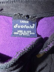 Vintage Duofold Thermal Henley Shirt Large Black Purple Made USA Long Sleeve