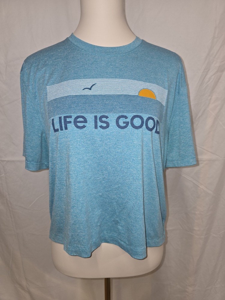 Life Is Good Blue Mens Size Small Graphic Tee Short Sleeve