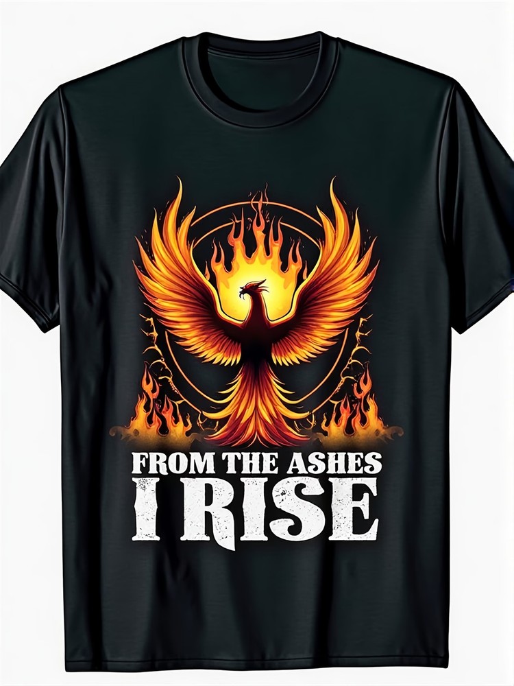 1pc Men’S Phoenix Rising T-Shirt – 100% 180gsm Heavyweight Crew Neck Short Sleev