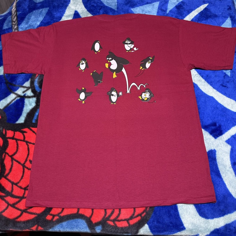 Vintage 2000s ScrapShare Forum DIY Art Craft Penguin Mascot T-Shirt Size Large