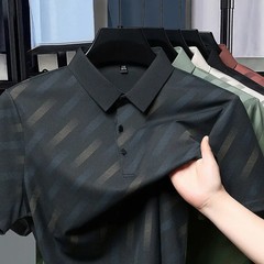 2025 New Men’s Business Casual Short Sleeved Printed Polo Shirt Fashionable Brea
