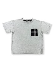Black Label Crestbridge Men’s Heather Gray Tee with Black Plaid Pocket – Size S