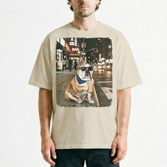 English Bulldog Bandana Iced Latte NYC Night Street Unisex T-Shirt Funny Tee