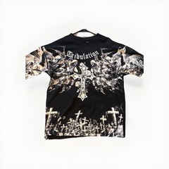 Affliction Tribulation Black Graphic Print Crew Neck Short Sleeve T-Shirt M/L