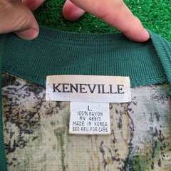 Vintage Keneville Shirt Mens Large Earth Tone Abstract 100% Rayon Pocket Tee