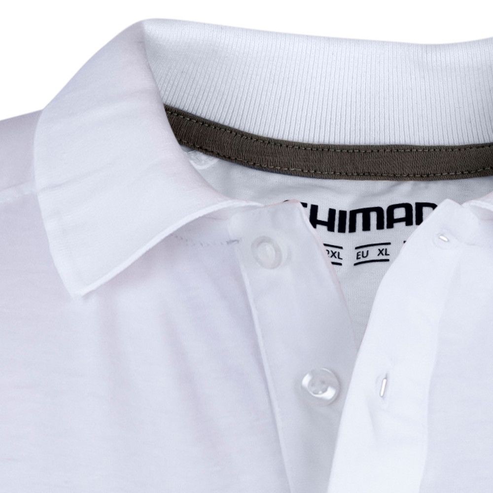 SHIMANO Short Sleeve Polo Shirt White Cotton 100% Fishing Sport Surf Casting