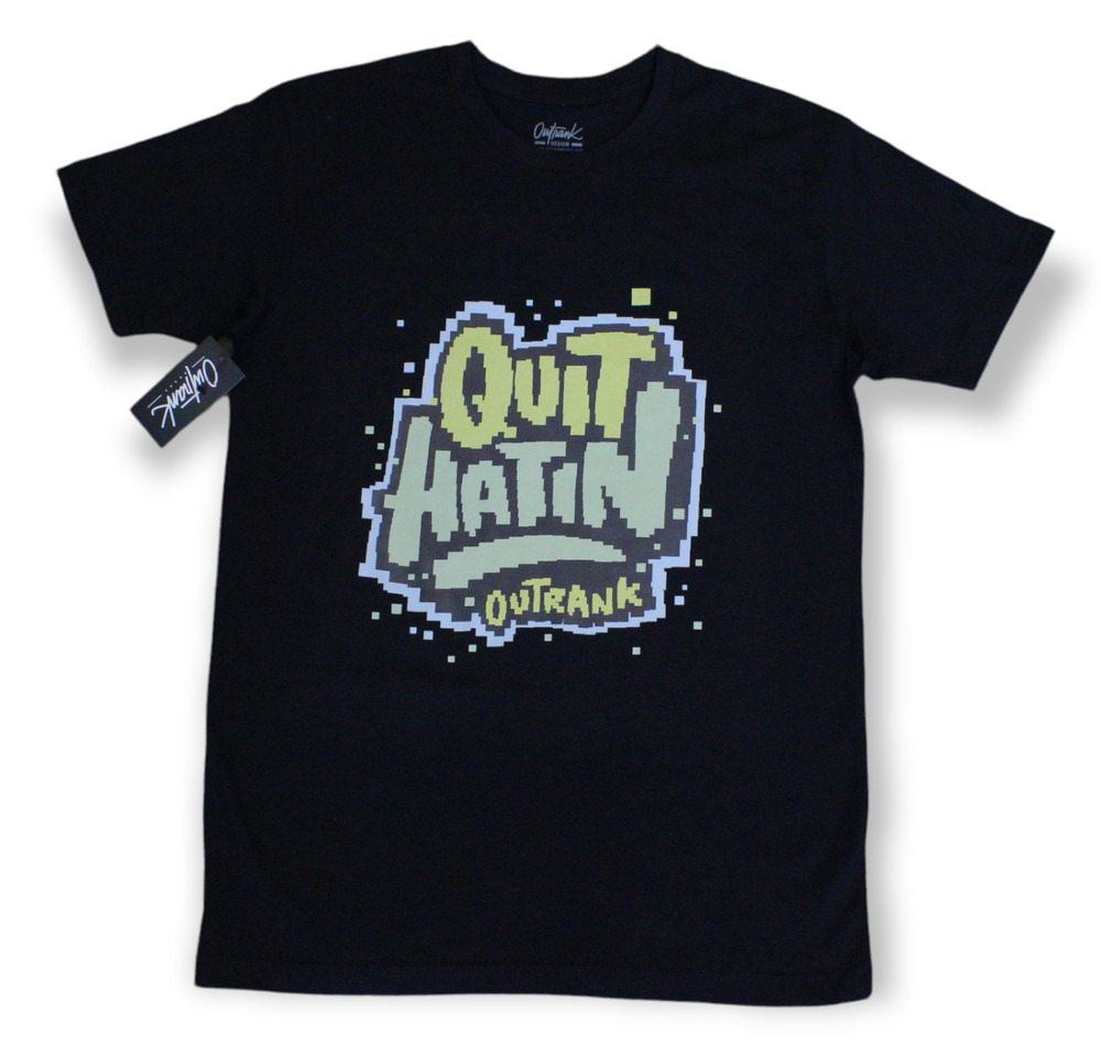 OUTRANK “QUIT HATIN” SNEAKER T-SHIRT Black Retro 5 Jade Horizon
