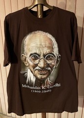 Mohandas Gandhi VTG T-Shirt UNISEX XXL Brown S/S (10/2/1869-1/30/1948) + Gift