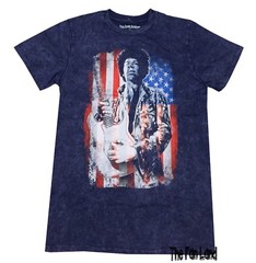 New Jimi Hendrix American Flag Mineral Wash Men’s Vintage T-Shirt