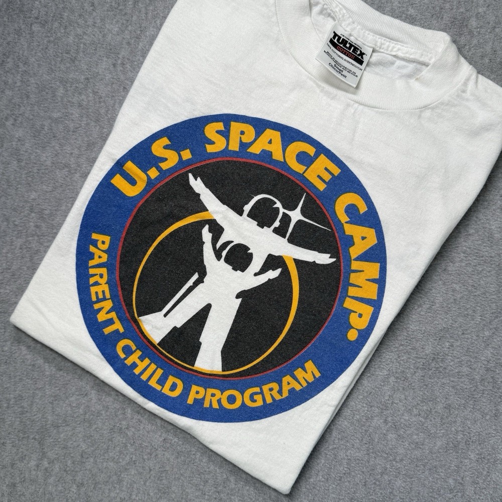 Vintage U.S. Space Camp Parent Child Program T-Shirt Small Tultex USA Rocket
