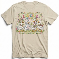 Egg Cited Goose Easter Duck Floral T-Shirt Spring Holiday Cute Animal Tee
