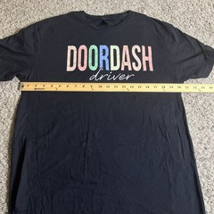 Doordash Driver Shirt Mens Size L Large Black Service Delivery Uniform Novelty