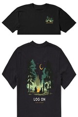 Life Is Good SS Shirt Crusher Tee LOG ON CAMPFIRE Camp Music Chest43in Mens M