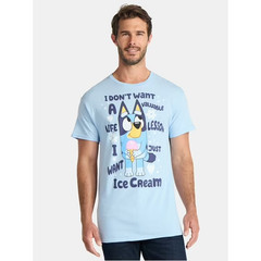 Bluey Mens I Don’t Want A Life Lesson, I Just Want Ice Cream Shirt New S-3XL