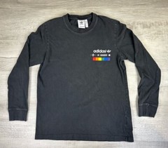 Adidas Long Sleeve Shirt Black Rainbow Graphic Logo Chest 39” Length 27” Mens M