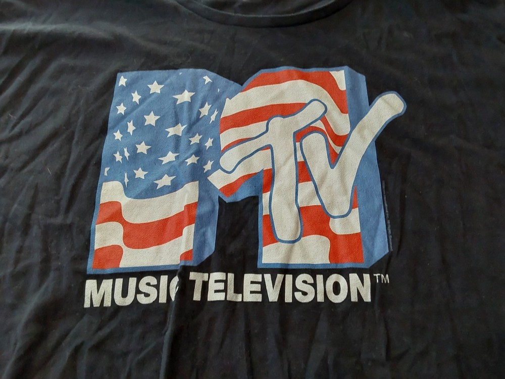MTV American Flag T Shirt Size XXL Black Soft Feel