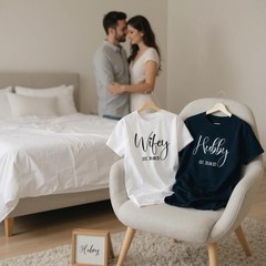 Personalised T Shirt Wifey or HubbyWife Husband Bride Groom Mr and Mrs Top Tee !