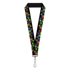 Lanyard – 1.0 – Multi Marijuana Leaves Black Multi Color