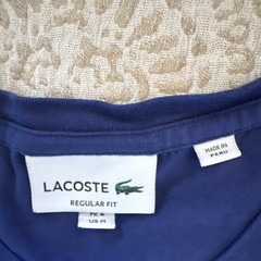 Lacoste Men’s Blue V-Neck Short Sleeve Regular Fit Logo T-Shirt Size M