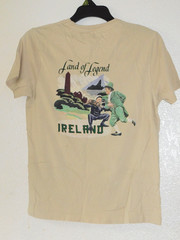 Mens Medium Land of Legend Ireland Tshirt Tan Denim & Flower T Shirt