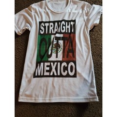 Straight Outta Mexico Shirt Men Small White Graphic Tee Mexican Flag Heritage