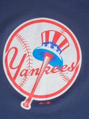 MLB Majestic Navy New York Yankees Round Logo Short Sleeve Tee – L