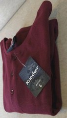 NWT Knocker Activeware Mens Lg Waffle Knit Thermal Henley LS Burgandy Shirt 100%