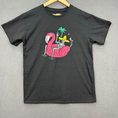 Brisco Brands T Shirt Mens Large Black Flamingo Skeleton Short Sleeve Party Dad