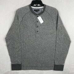 New Banana Republic Henley Shirt Mens Large Heather Gray Long Sleeve Preppy NWT