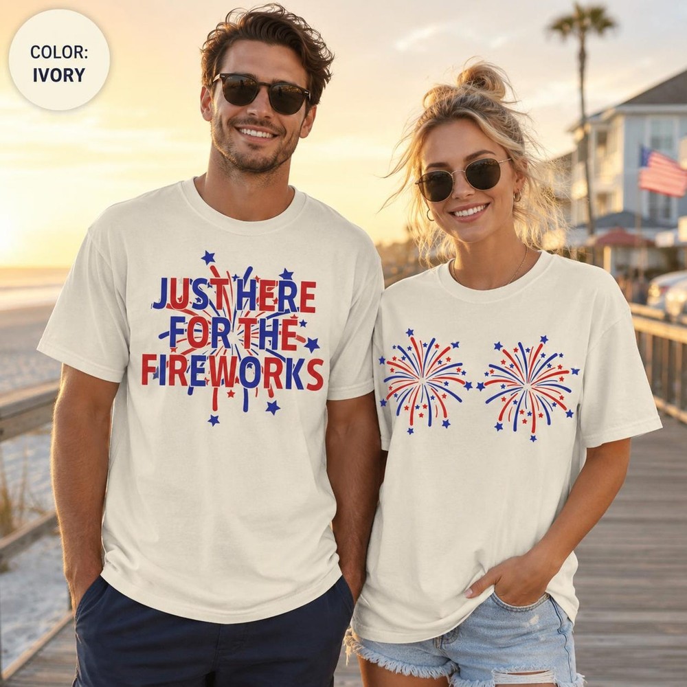 Funny 4th Of July Couples Shirts, Fireworks Matching Tee, Independence Day Top