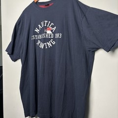 Nautica Rowing Shirt Mens XXL Navy Blue Contrast Collar Graphic Tee Retro Prep