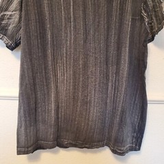 Mono B Mens T-shirt Bleach Wash Stipes 100% Cotton Black Men’s Size L Large