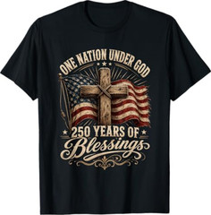 1776 2026 America USA 250 Years of Blessings Faith Cross T-Shirt