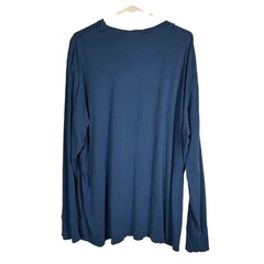 Lands End Mens XL Blue Ribbed Long Sleeve Henley Shirt 100% Cotton Casual Top