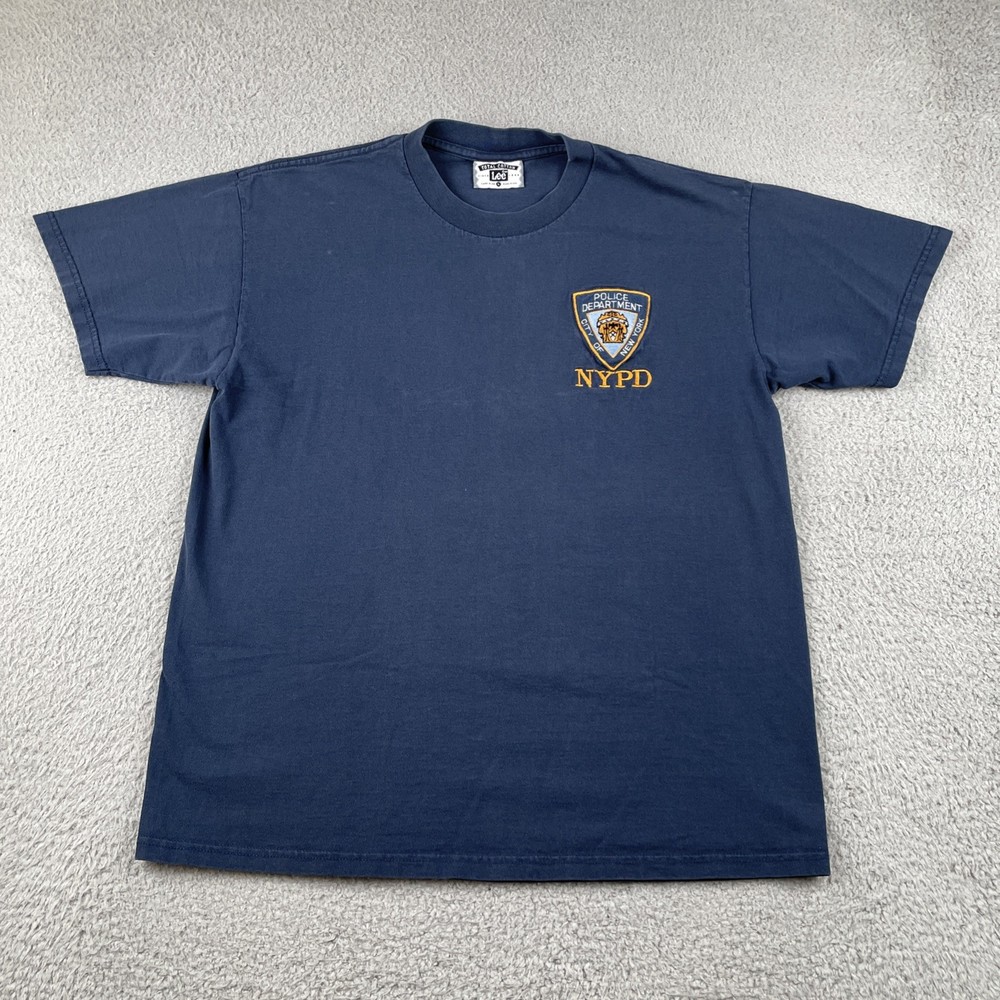Vintage NYPD New York City Large Lee Total Cotton Shirt Made In USA Blue 90s Y2K