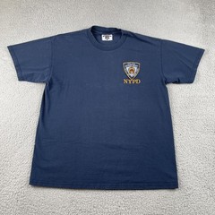 Vintage NYPD New York City Large Lee Total Cotton Shirt Made In USA Blue 90s Y2K