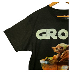 Star Wars Mandalorian Grogu Graphic T-Shirt Sz Large Dark Gray Mad Engine