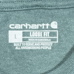 Carhartt Shirt Mens Large Green Long Sleeve Loose Fit Logo Workwear TK0231-M