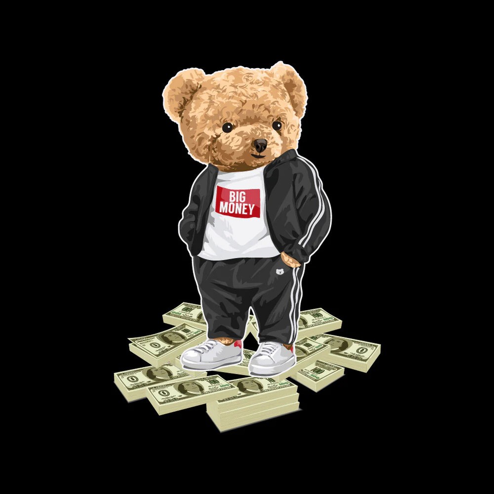 BIG MONEY BEAR T shirt DOLLARS COOL Choose Any Color Top Quality Sizes S-5XL