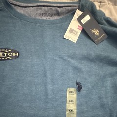 U.S. Polo Assn. Men’s Thermal Stretch Waffle Knit Crewneck T-Shirt Blue XXL New