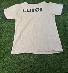 Nintendo Luigi Ringer Graphic T-Shirt Beige Green Vintage 2003 Mens Medium
